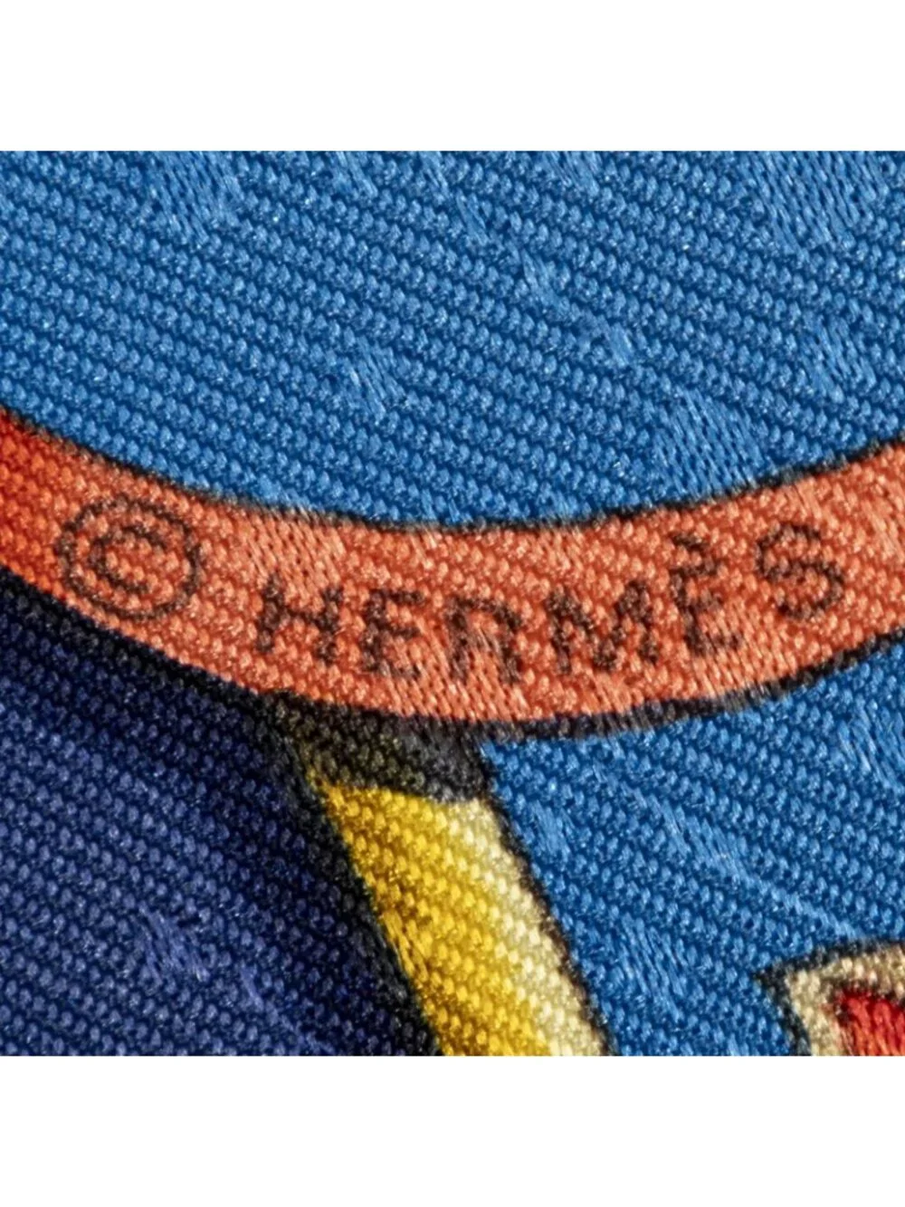 Hermes Scarf Navy Gold Blue Jacquard Silk